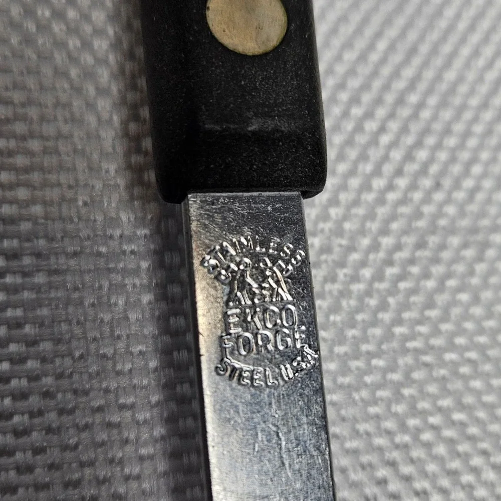 Ekco‎ Forge Slotted Spoon Stainless Steel USA Vintage Black Handle